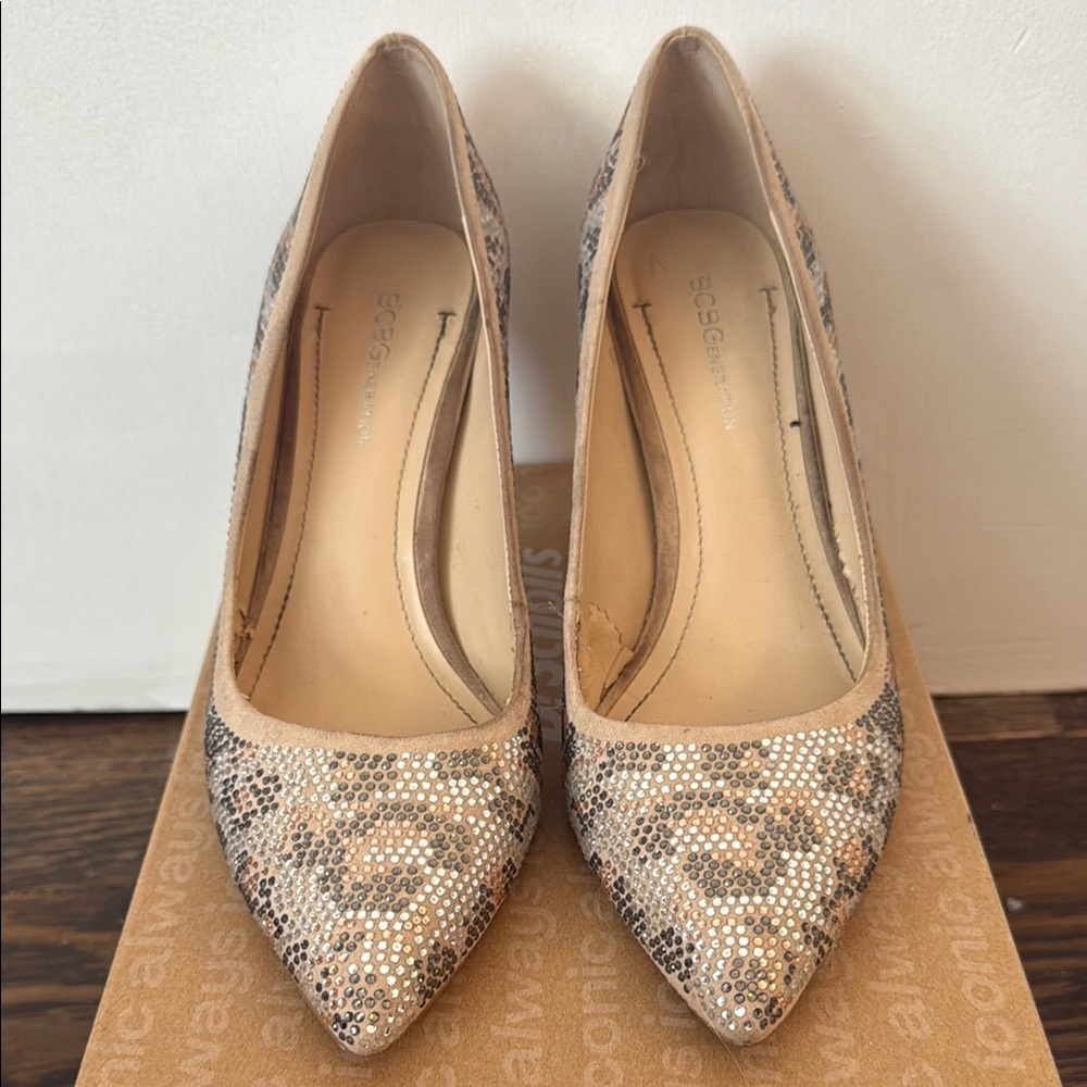 BCBGeneration Tan Sequin Women's Pumps